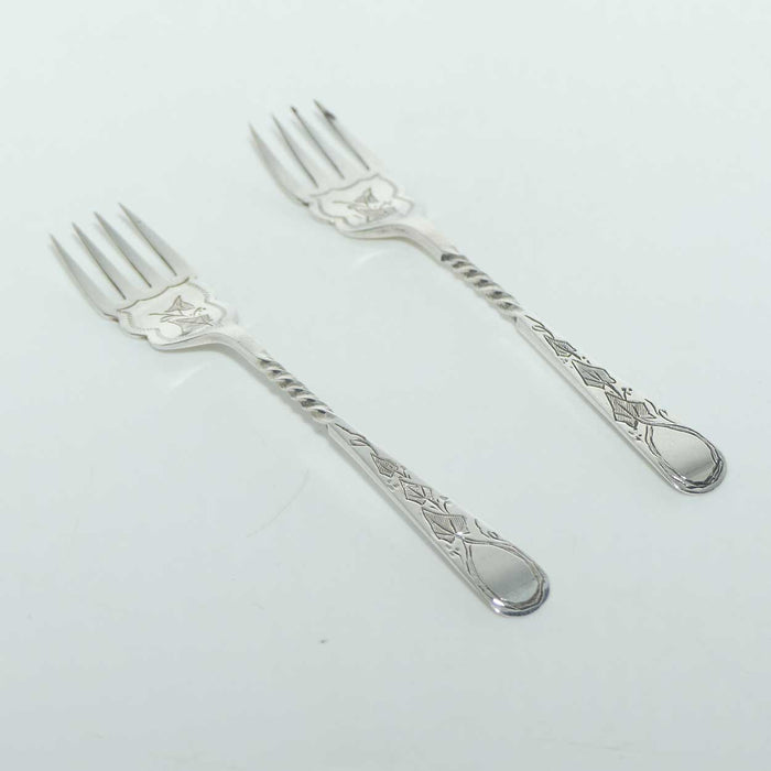 Edwardian era Sterling Silver pair of savoury forks | Sheffield 1904 | Francis Howard Ltd