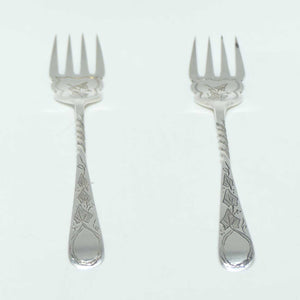 Edwardian era Sterling Silver pair of savoury forks | Sheffield 1904 | Francis Howard Ltd