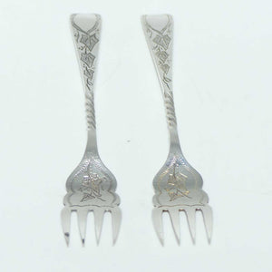 Edwardian era Sterling Silver pair of savoury forks | Sheffield 1904 | Francis Howard Ltd