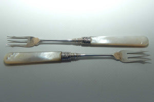 Sterling Silver and Mother of Pearl pair of pickle forks | Sheffield 1905