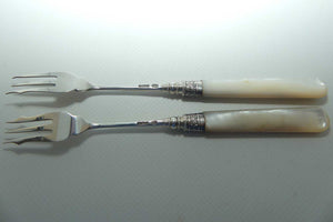 Sterling Silver and Mother of Pearl pair of pickle forks | Sheffield 1905