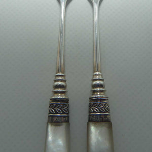 Sterling Silver and Mother of Pearl pair of pickle forks | Sheffield 1905