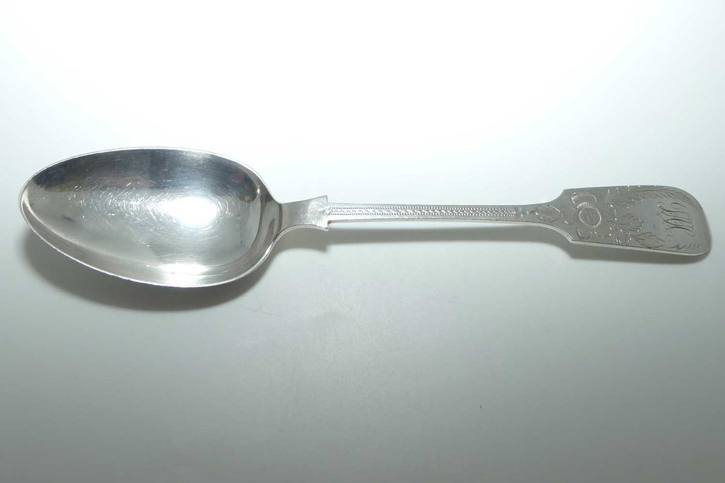 Edwardian era Sterling Silver Serving spoon | Stunning Bright Cut decoration | Sheffield 1911