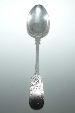 Edwardian era Sterling Silver Serving spoon | Stunning Bright Cut decoration | Sheffield 1911