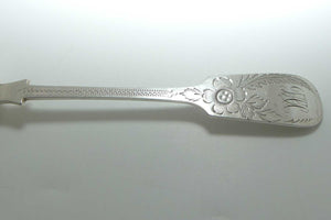 Edwardian era Sterling Silver Serving spoon | Stunning Bright Cut decoration | Sheffield 1911