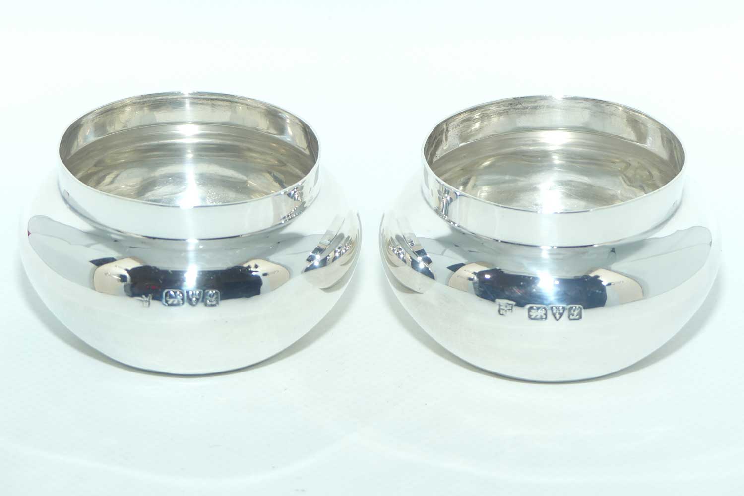 Edwardian era Sterling Silver pair of miniature rose bowls | Chester 1911