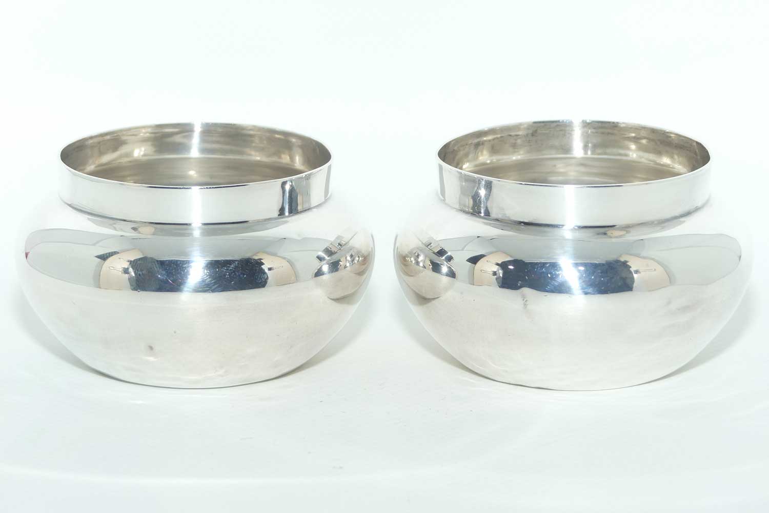 Edwardian era Sterling Silver pair of miniature rose bowls | Chester 1911