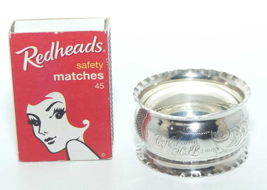 Sterling Silver frilled edge napkin ring | Chester 1911 | 9.5g