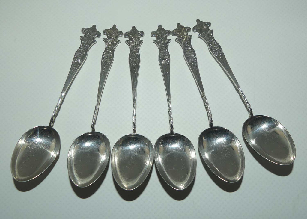 Edwardian era Sterling Silver set of 6 Tea Spoons | Sheffield 1911 | Maurice Baum