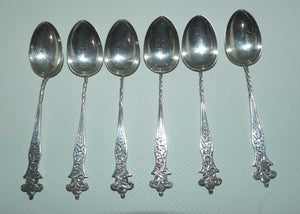 Edwardian era Sterling Silver set of 6 Tea Spoons | Sheffield 1911 | Maurice Baum