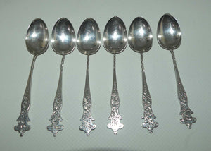 Edwardian era Sterling Silver set of 6 Tea Spoons | Sheffield 1911 | Maurice Baum