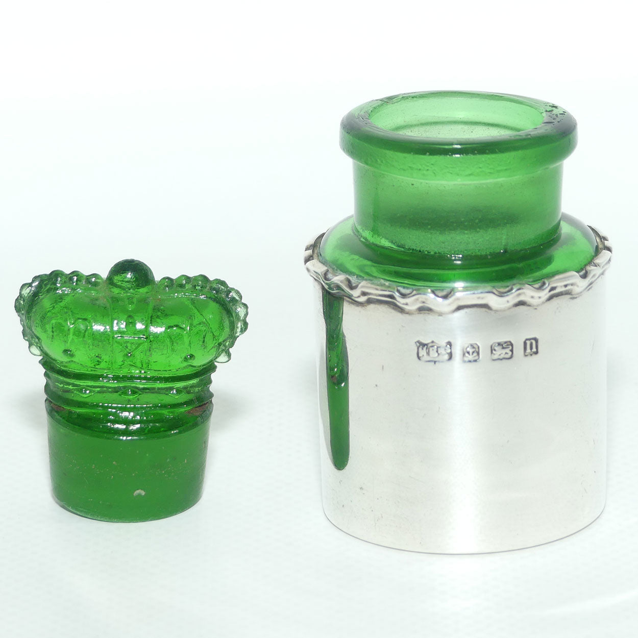 Early 20th Century Antique Crown Perfumery Perfume Bottle with Sterling Silver surround | Birmingham 1912