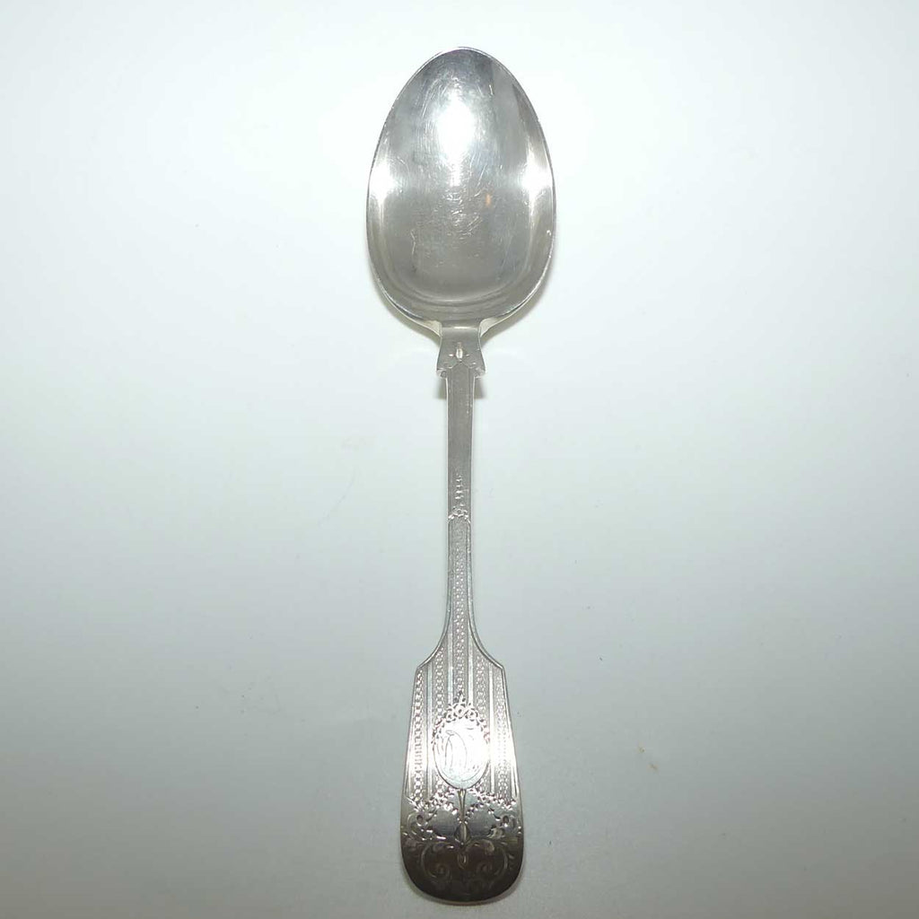 Edwardian era Sterling Silver Serving spoon | Stunning Bright Cut decoration | Sheffield 1913