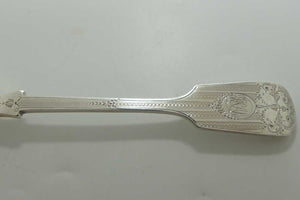 Edwardian era Sterling Silver Serving spoon | Stunning Bright Cut decoration | Sheffield 1913