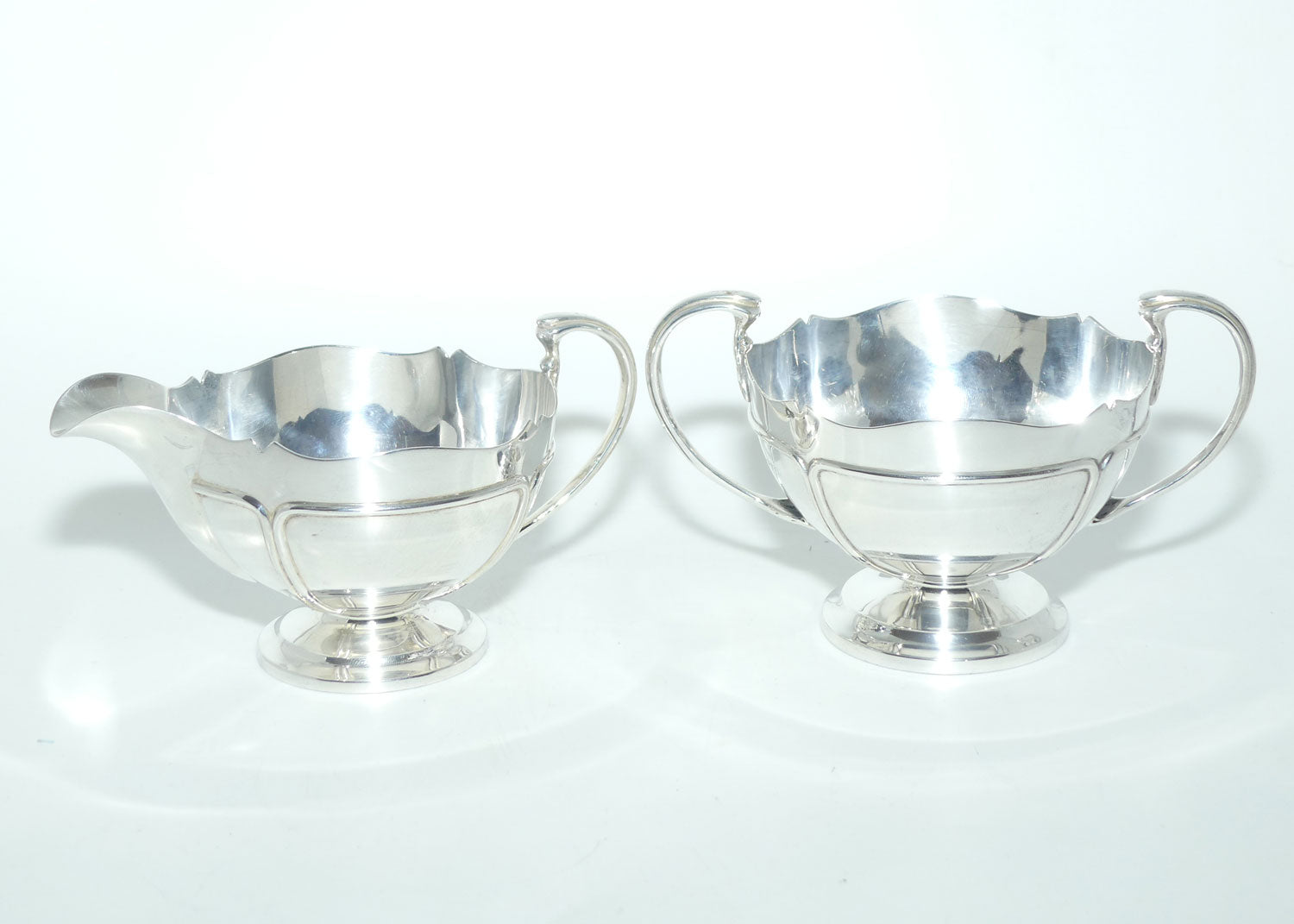 Arts and Crafts influence Sterling Silver 3 piece tea service | Birmingham 1913 | 1180g | E S Barnsley & Co