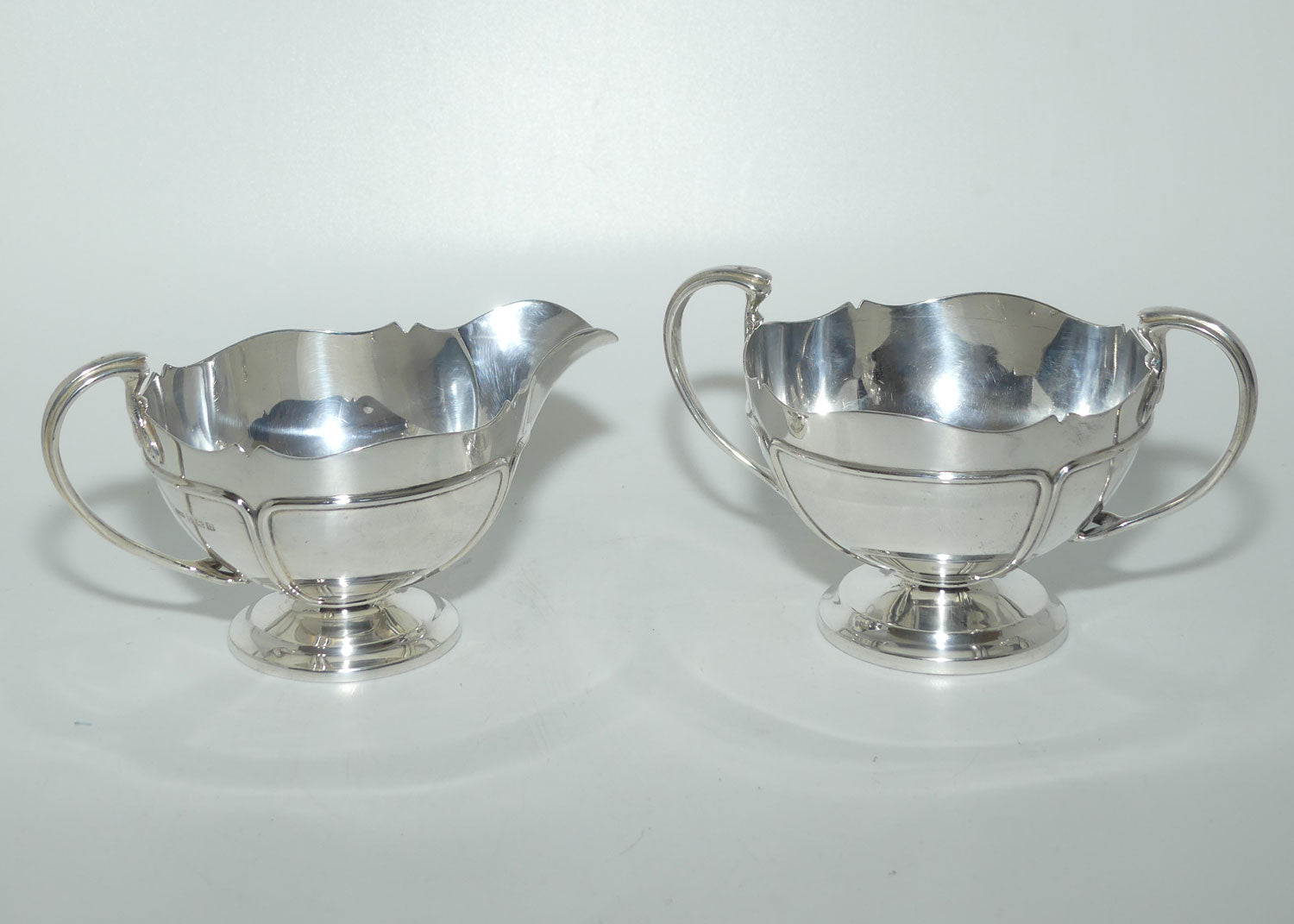 Arts and Crafts influence Sterling Silver 3 piece tea service | Birmingham 1913 | 1180g | E S Barnsley & Co