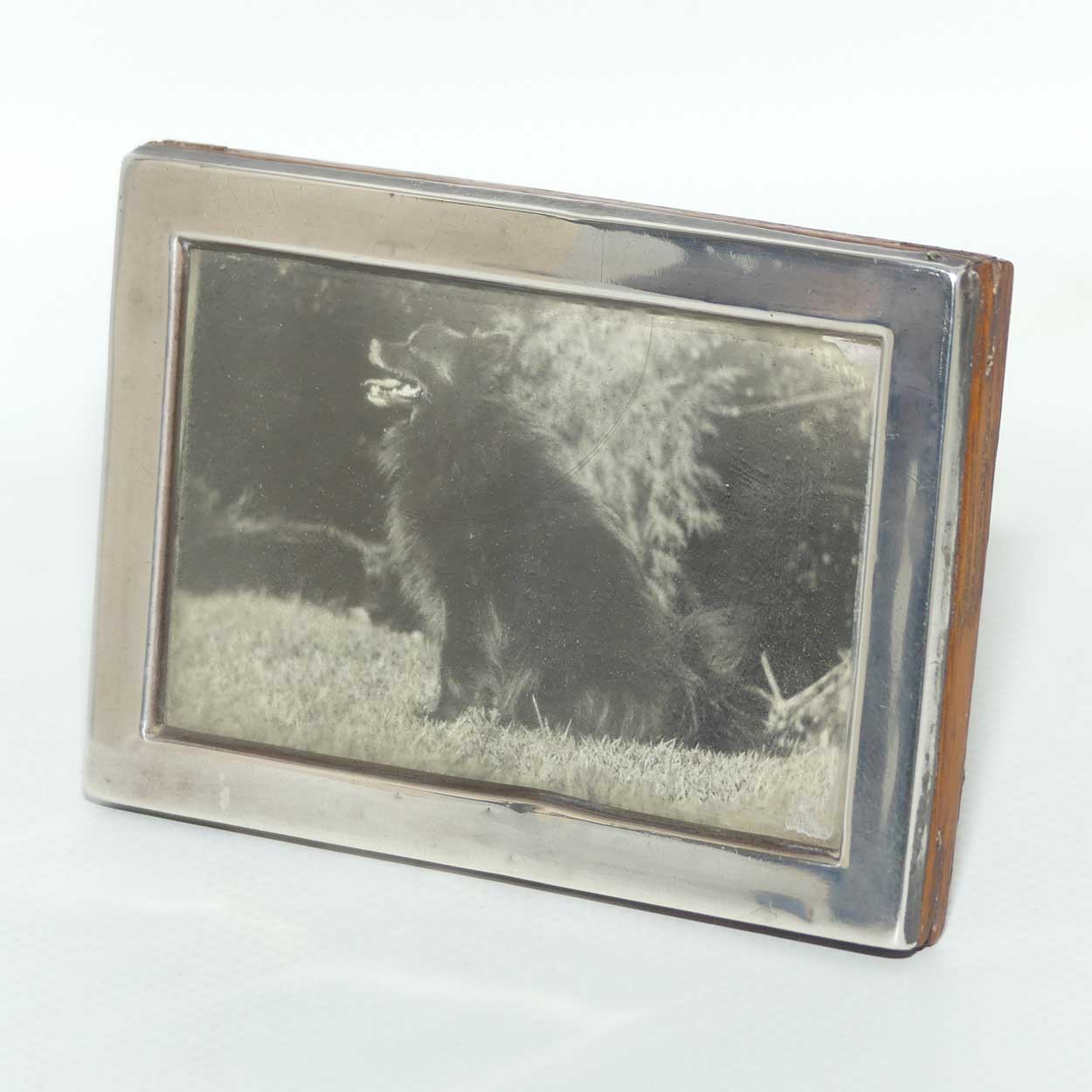 Edwardian era Sterling Silver on Oak small picture frame | Birmingham 1915