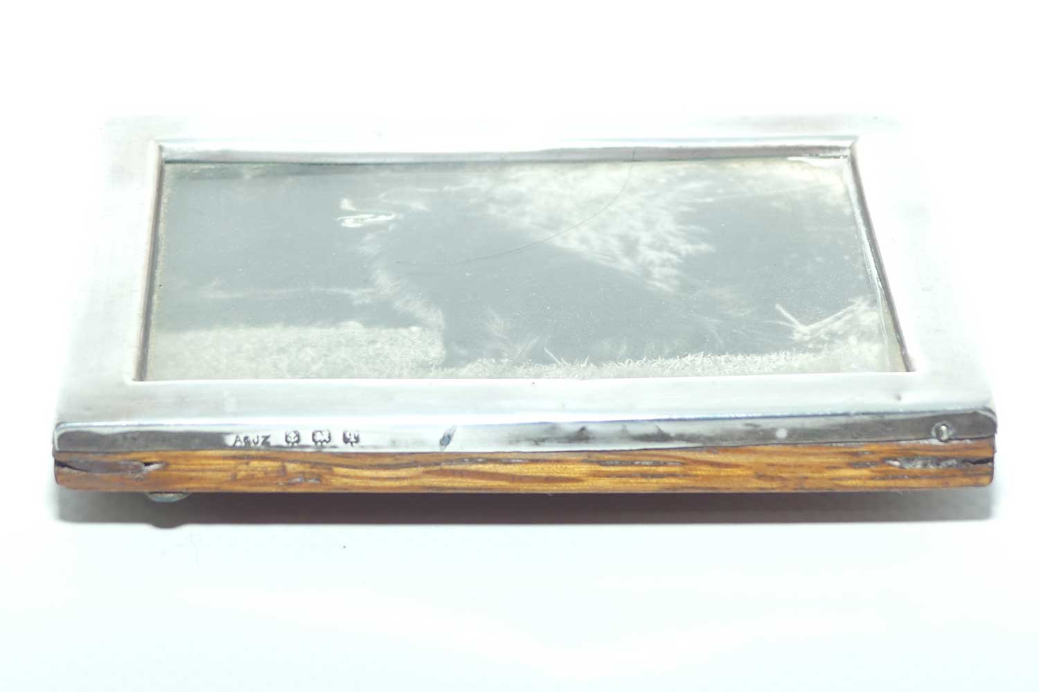 Edwardian era Sterling Silver on Oak small picture frame | Birmingham 1915