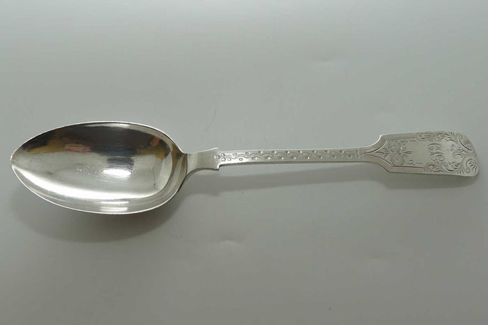 post Edwardian era Sterling Silver Serving spoon | Stunning Bright Cut decoration | Sheffield 1920