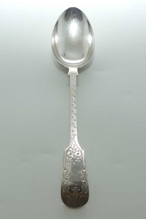 post Edwardian era Sterling Silver Serving spoon | Stunning Bright Cut decoration | Sheffield 1920