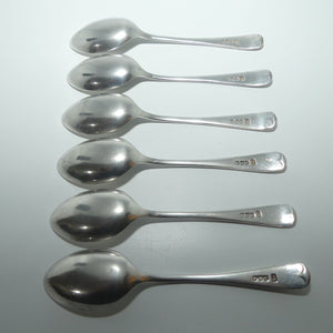 Sterling Silver set of 6 Old English pattern tea spoons | Sheffield 1920 | Viners Ltd