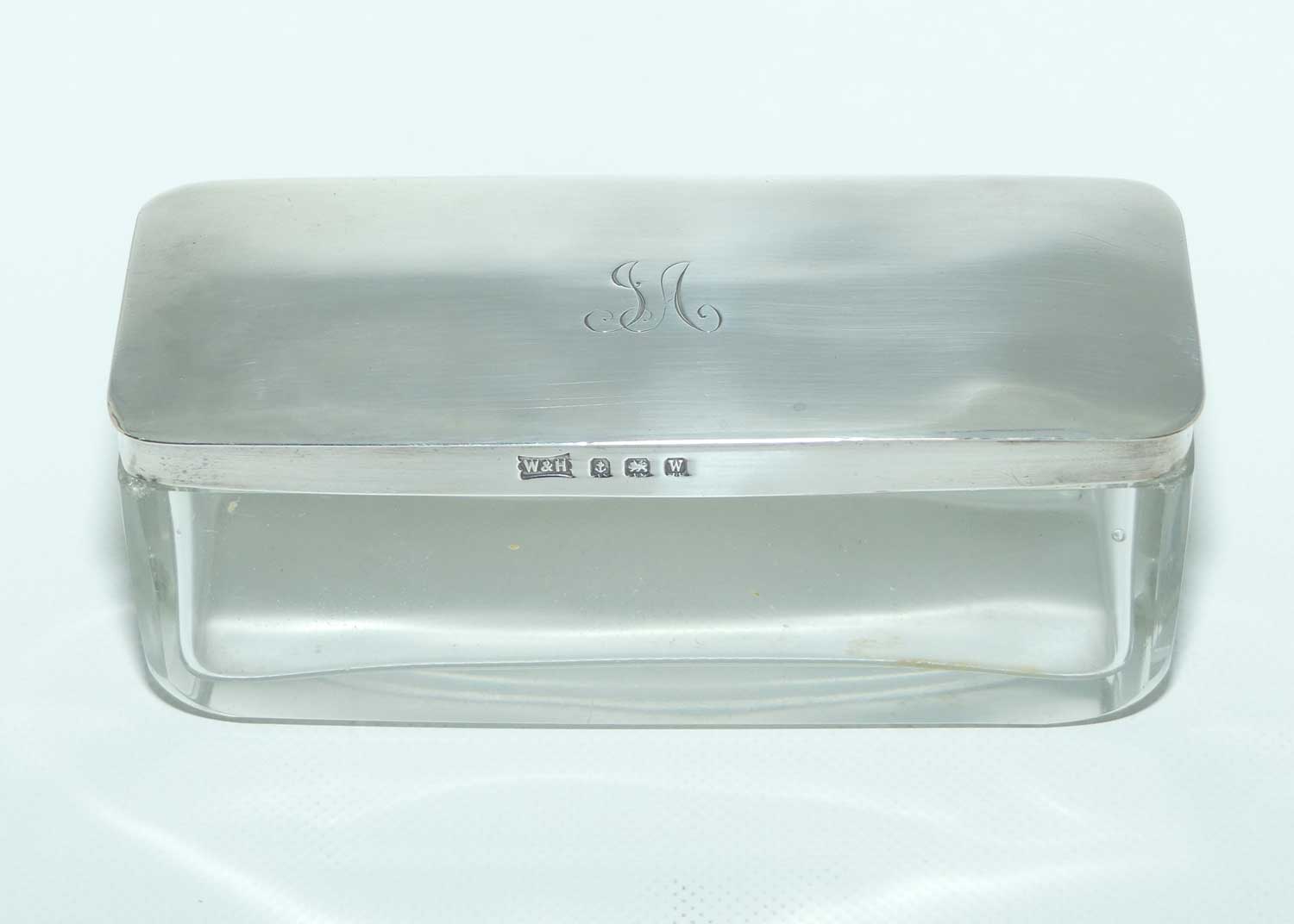 Sterling Silver lid ladies dressing table rectangular trinket box | Birmingham 1921
