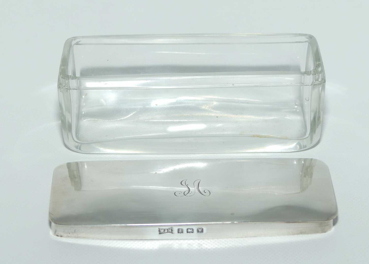 Sterling Silver lid ladies dressing table rectangular trinket box | Birmingham 1921