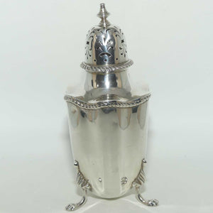 Sterling Silver gadrooned tri foot muffineer | London 1924 | Mappin and Webb