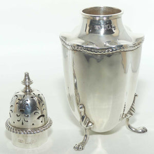 Sterling Silver gadrooned tri foot muffineer | London 1924 | Mappin and Webb