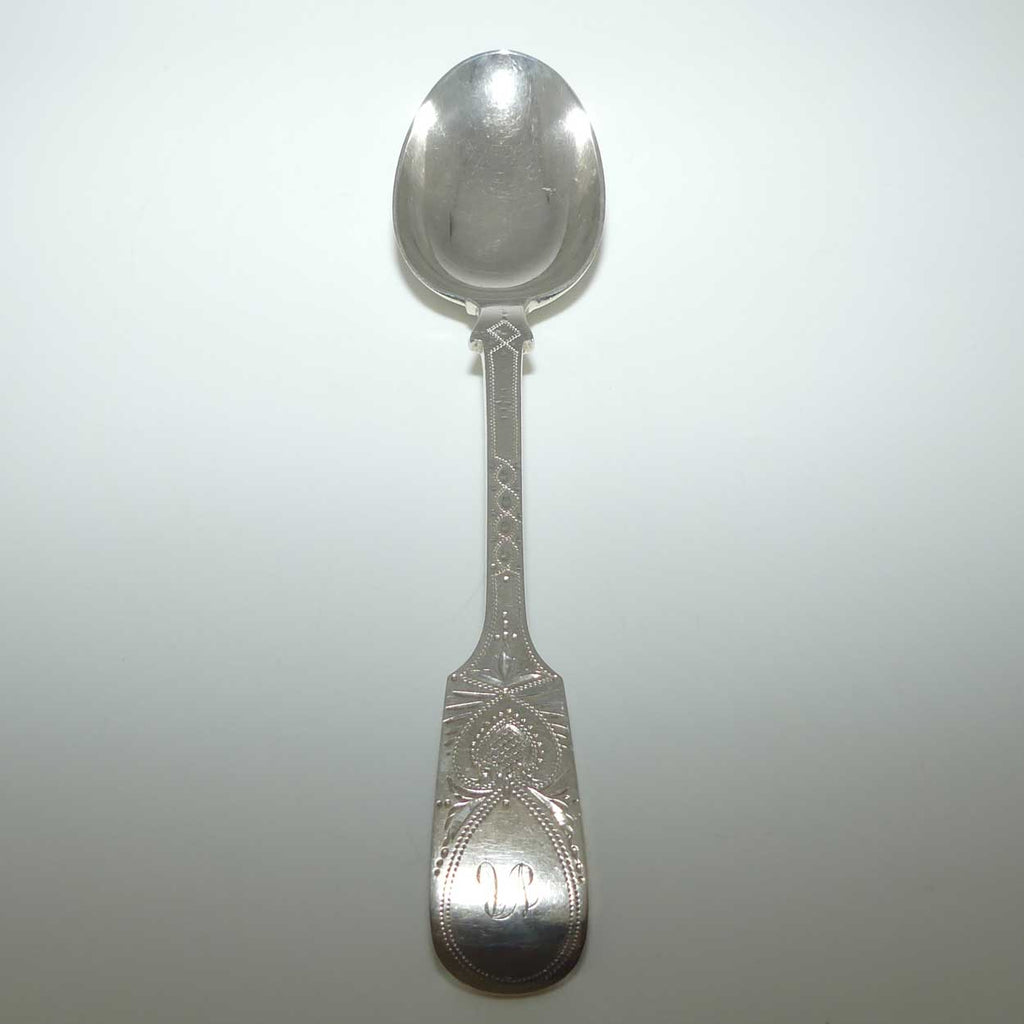 Edwardian era Sterling Silver Serving spoon | Stunning Bright Cut decoration | London 1924