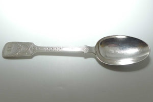 Edwardian era Sterling Silver Serving spoon | Stunning Bright Cut decoration | London 1924