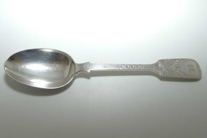 Edwardian era Sterling Silver Serving spoon | Stunning Bright Cut decoration | London 1924