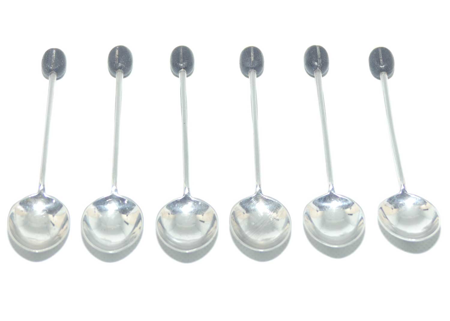 Art Deco Sterling Silver and Bakelite Bean handle tea spoons | Walker and Hall | Sheffield 1926