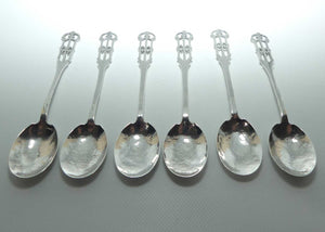 Arts and Crafts era Sterling Silver set of 6 tea spoons in original box | Amy Sandheim | London 1926