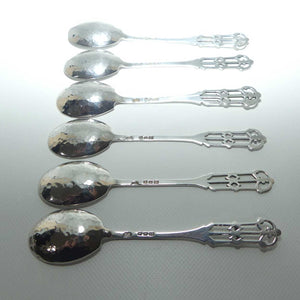 Arts and Crafts era Sterling Silver set of 6 tea spoons in original box | Amy Sandheim | London 1926