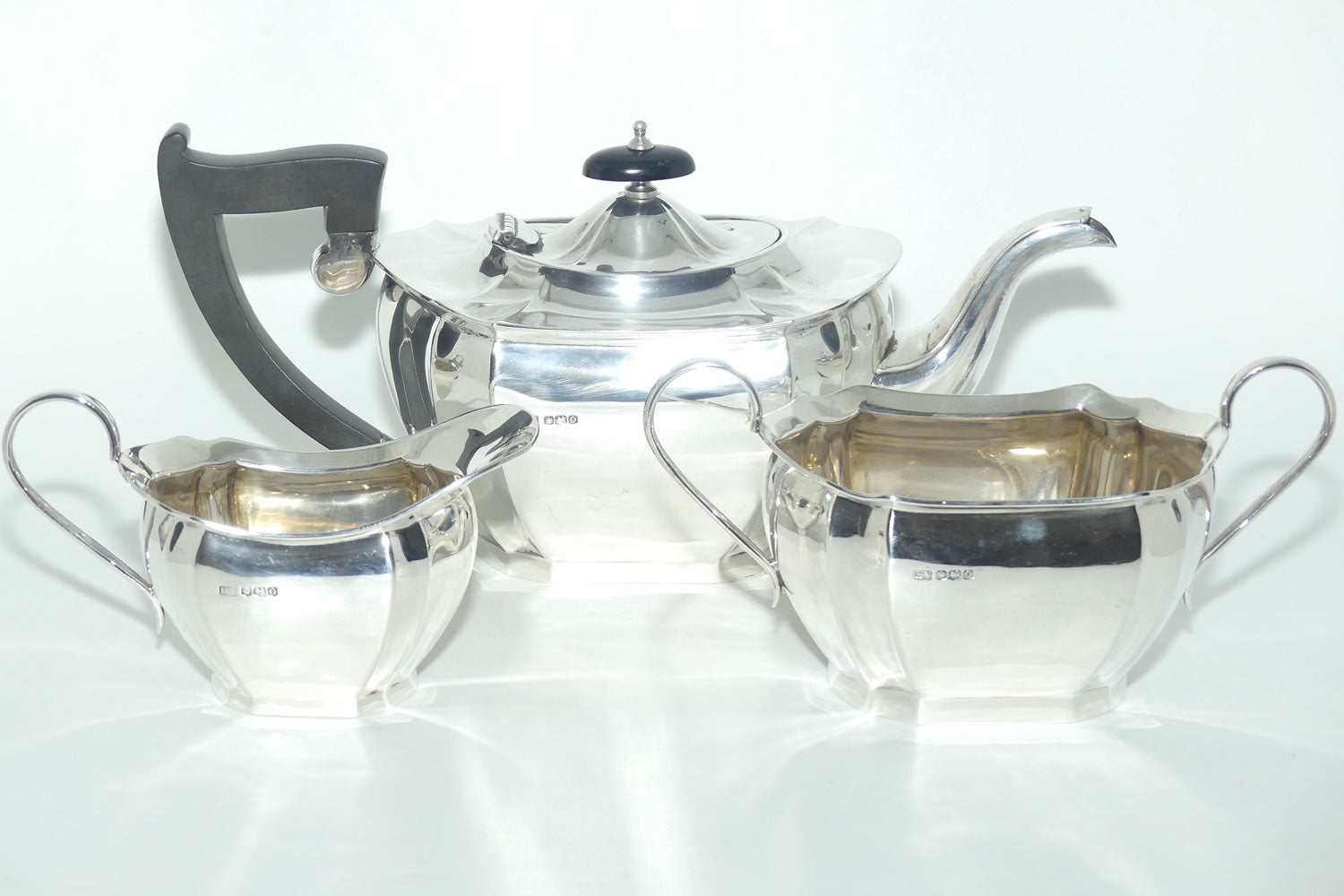 Art Deco Sterling Silver 3 piece tea service | Sheffield 1931 | 1100g | Emile Viner