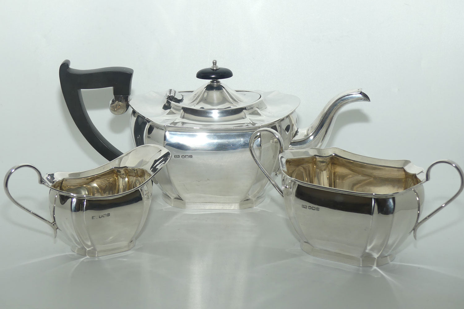Art Deco Sterling Silver 3 piece tea service | Sheffield 1931 | 1100g | Emile Viner