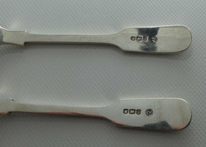 post Edwardian era Sterling Silver pair of tea spoons | Bright Cut engraving | Sheffield 1931