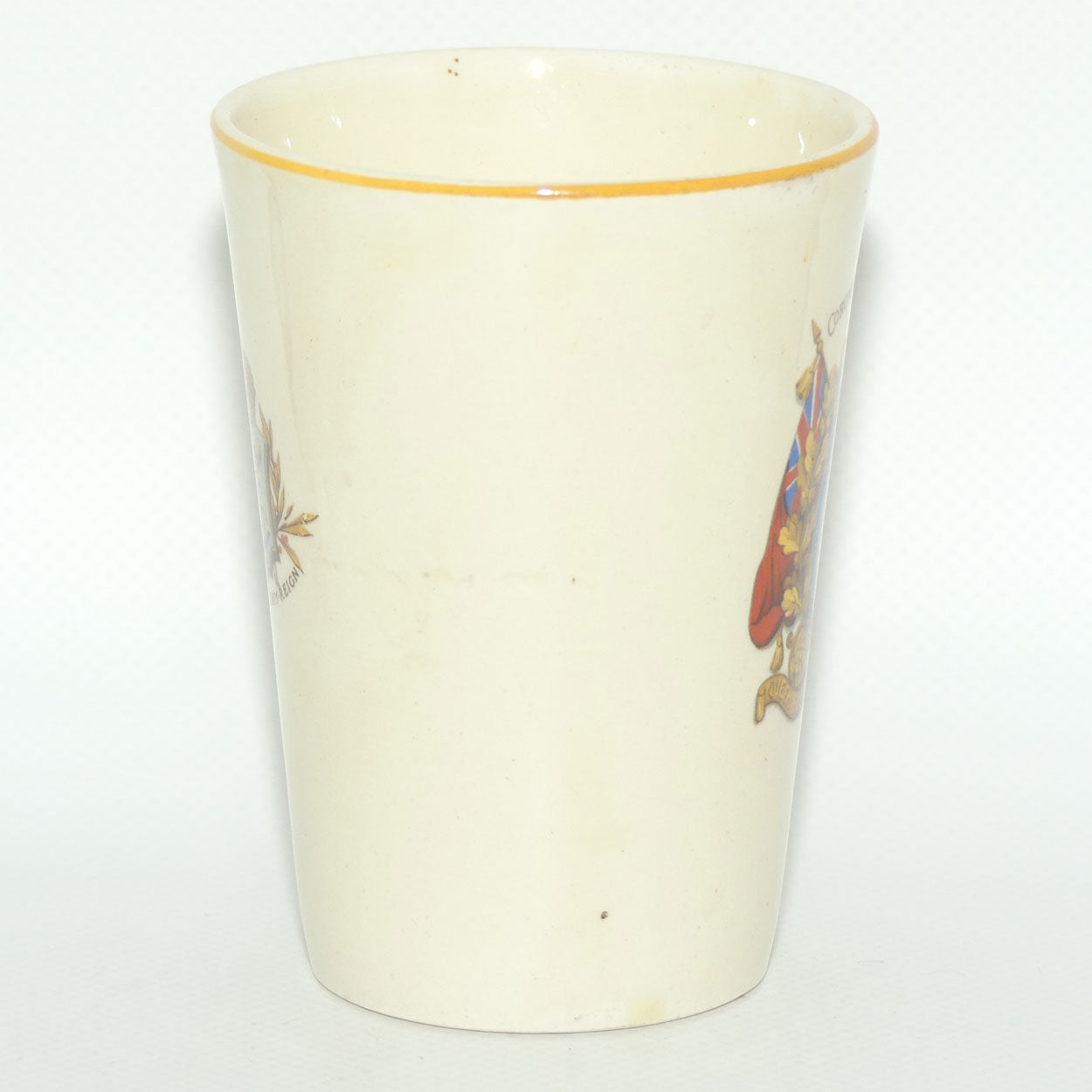 Woods Ivory Ware Royalty Commemorative beaker | Coronation May 12th 1937 | Queen Elizabeth King George VI