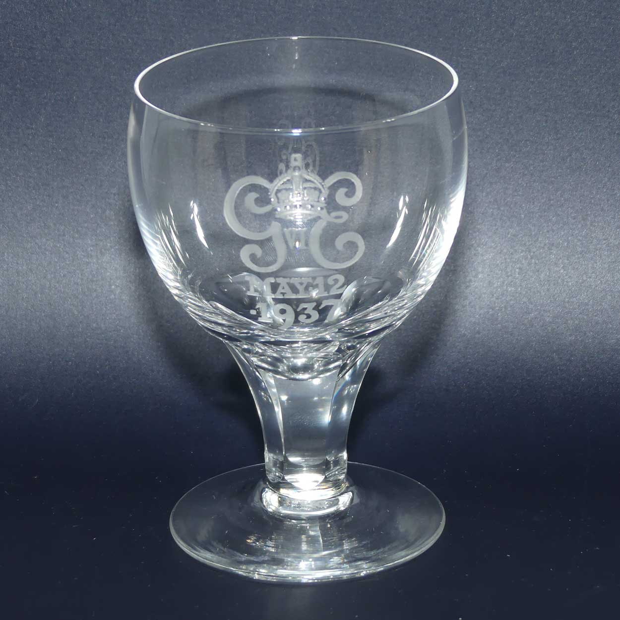 Stuart Crystal Coronation of George VI and Elizabeth May 12 1937 pair of goblets