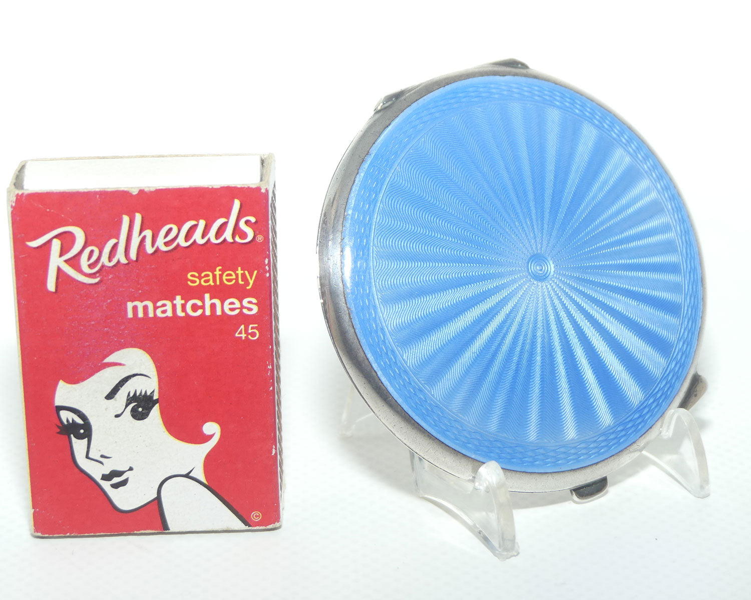 Sterling Silver and Blue Enamel Guilloche Compact | Turner & Simpson Ltd | Birmingham 1945