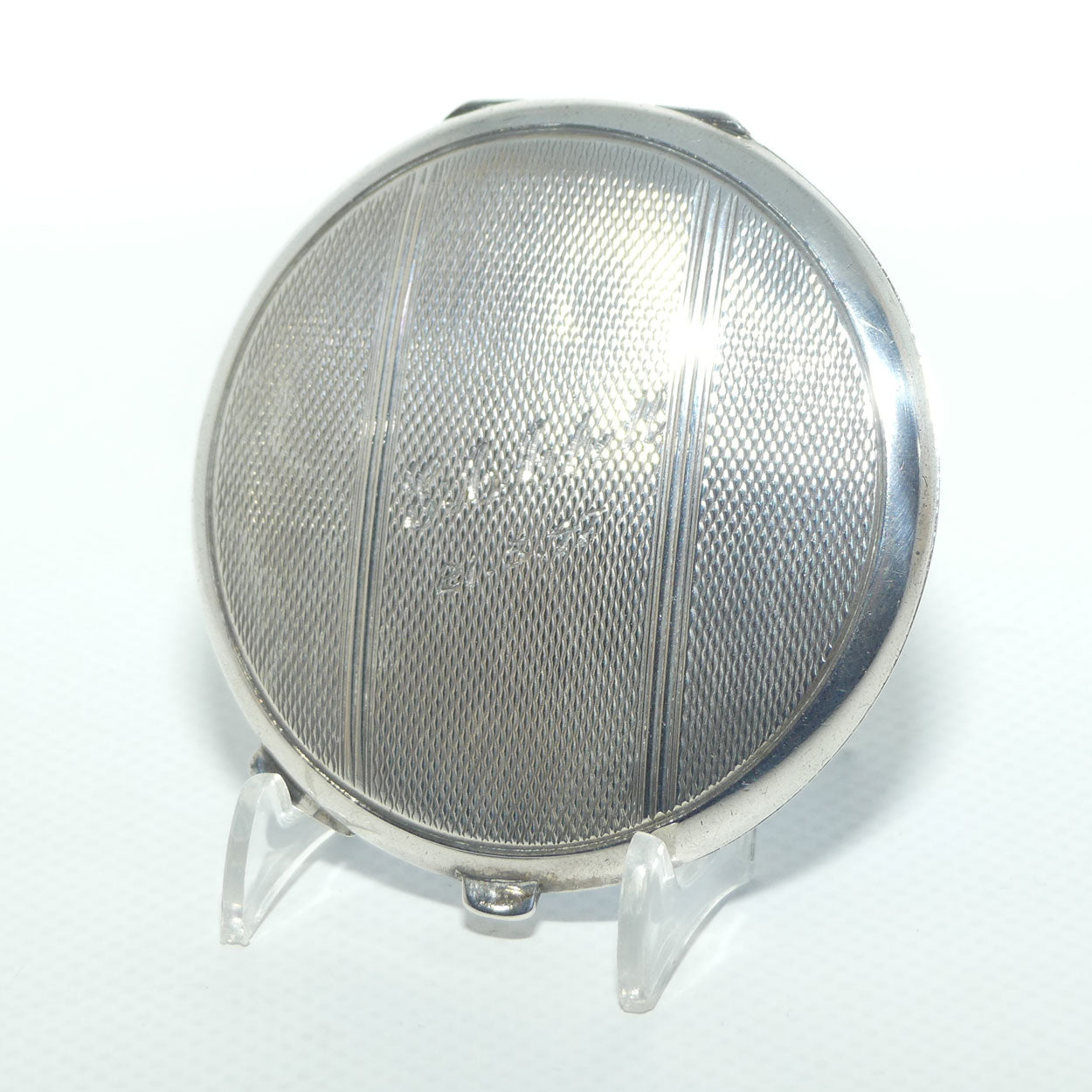 Sterling Silver and Blue Enamel Guilloche Compact | Turner & Simpson Ltd | Birmingham 1945