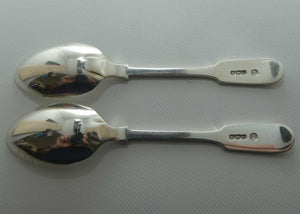 post Edwardian era Sterling Silver pair of tea spoons | Bright Cut engraving | Sheffield 1949