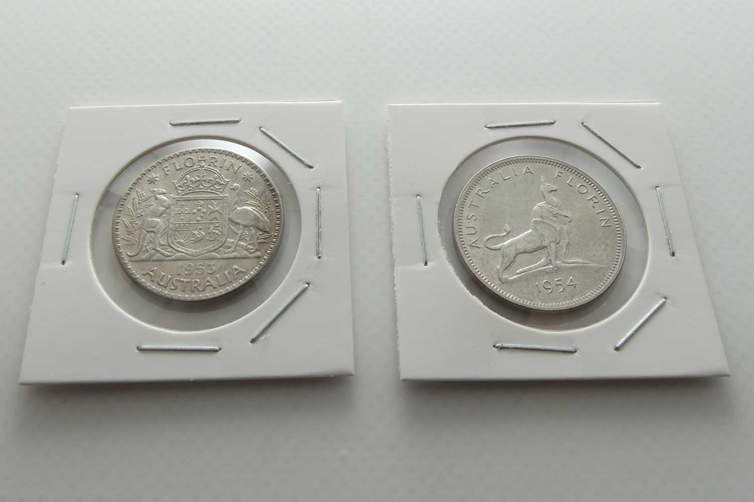 RAM 1953 and 1954 Royal Visit Florin | 2 coins | 50% silver