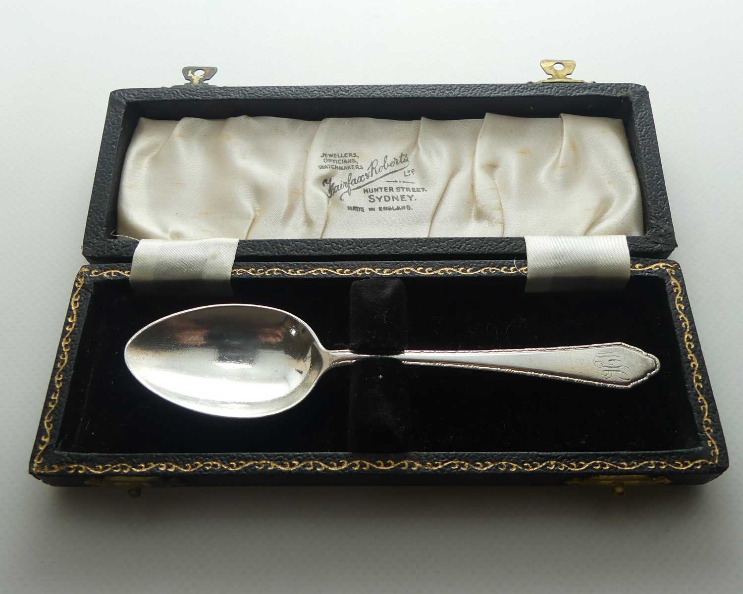 Sterling Silver boxed Christening spoon | Birmingham 1955 | Fairfax & Roberts Ltd