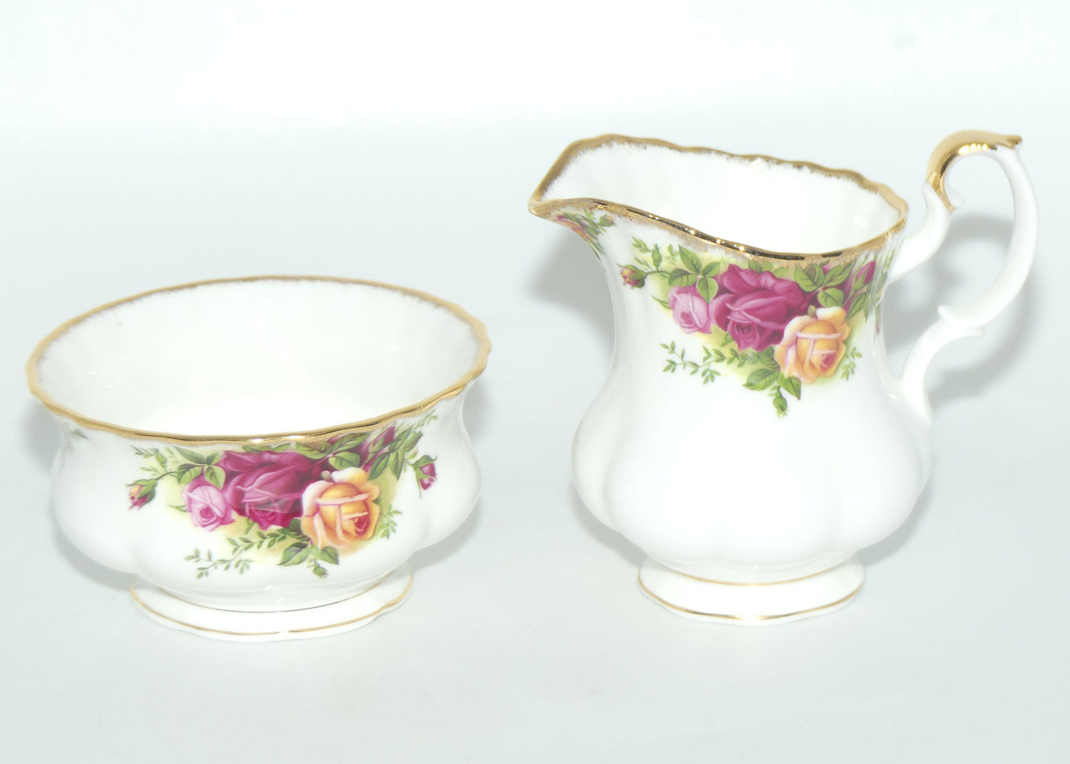Royal Albert Bone China England Old Country Roses Milk and Sugar on Tray | Tea Size | © 1962 Royal Albert Ltd backstamp | #2