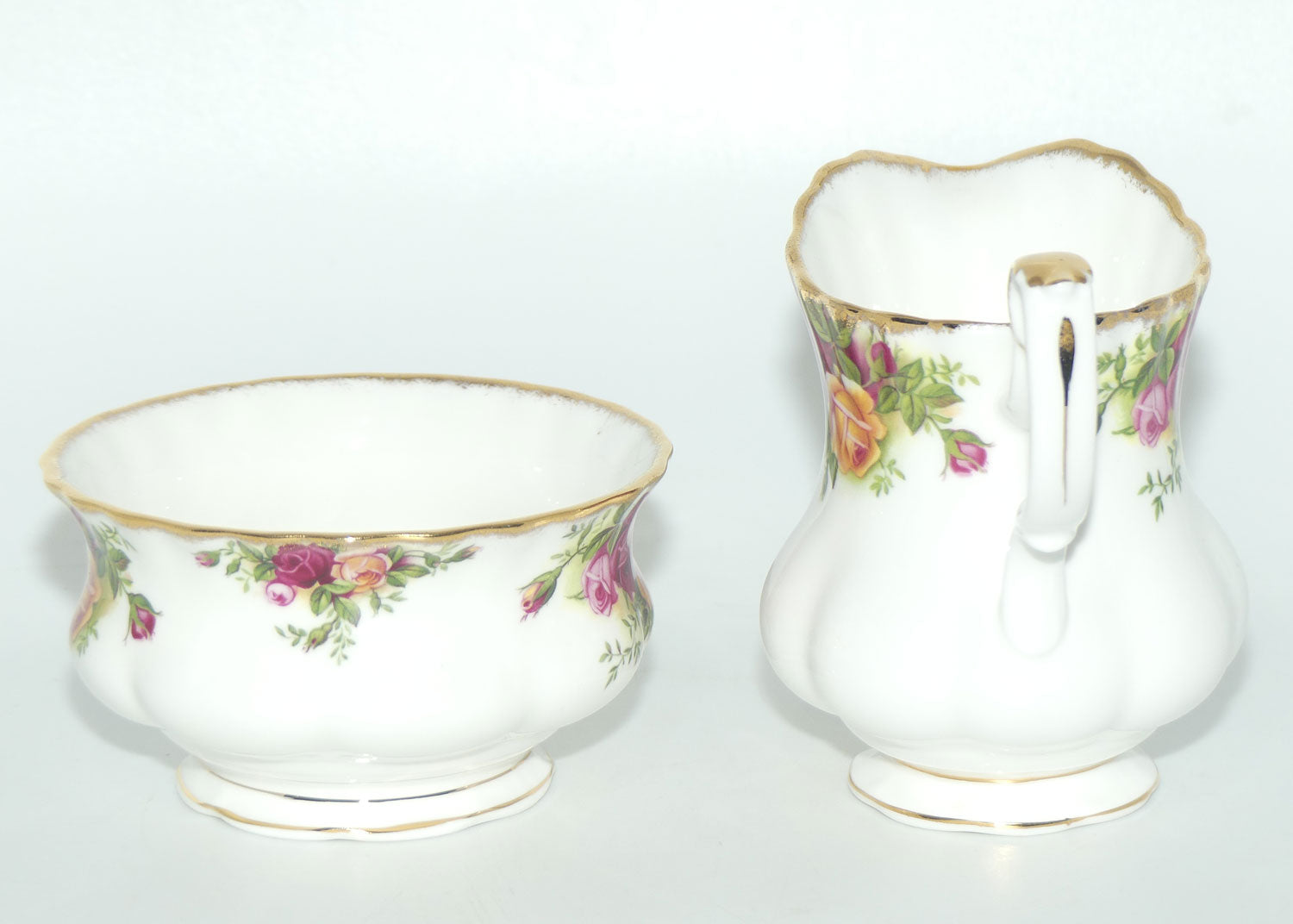 Royal Albert Bone China England Old Country Roses Milk and Sugar on Tray | Tea Size | © 1962 Royal Albert Ltd backstamp | #2