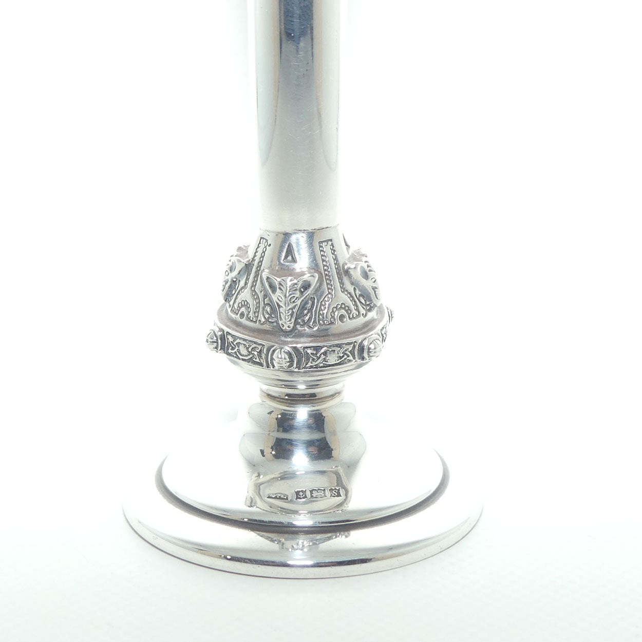 Sterling Silver Posy Vase with Elephant figured knop | 90.8 grams | Birmingham 1967