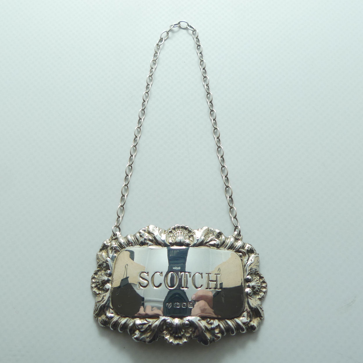 Sterling Silver decanter collar | SCOTCH | London 1973 | 10.7g