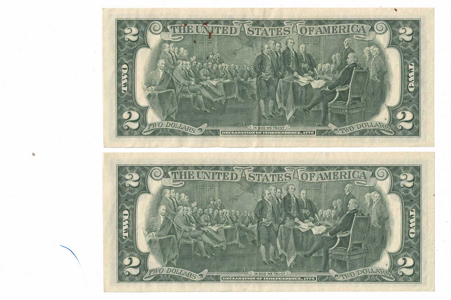 1976 series USA 2 consecutive $2 notes